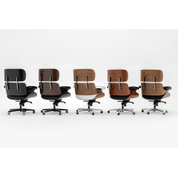 KH1501100169 Fotel biurowy LOUNGE GUBERNATOR czarny - czarny jesion, skóra naturalna, podstawa czarna King Home