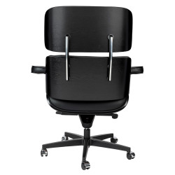 KH1501100169 Fotel biurowy LOUNGE GUBERNATOR czarny - czarny jesion, skóra naturalna, podstawa czarna King Home