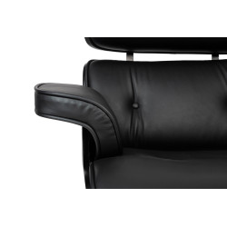 KH1501100169 Fotel biurowy LOUNGE GUBERNATOR czarny - czarny jesion, skóra naturalna, podstawa czarna King Home