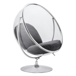 JH-200-2.04W Fotel BUBBLE STAND 2 poduszka szara - akryl, chrom, wełna King Home