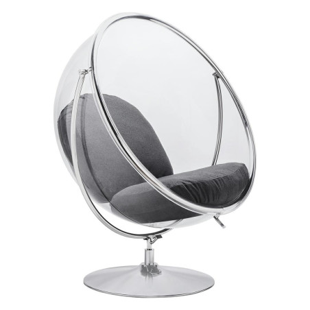 JH-200-2.04W Fotel BUBBLE STAND 2 poduszka szara - akryl, chrom, wełna King Home