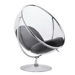 JH-200-2.04W Fotel BUBBLE STAND 2 poduszka szara - akryl, chrom, wełna King Home