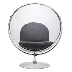 JH-200-2.04W Fotel BUBBLE STAND 2 poduszka szara - akryl, chrom, wełna King Home