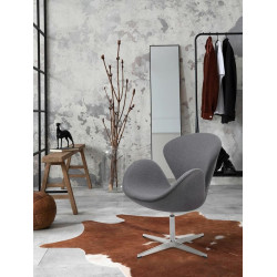 JH028.GREY.4 Fotel SWAN WOOL PREMIUM szary - wełna, podstawa stal King Home