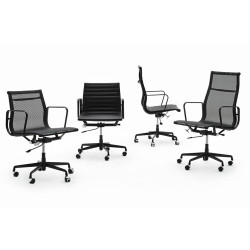 KH501100208 Fotel biurowy AERON PRESTIGE PLUS czarny - skóra naturalna, aluminium King Home