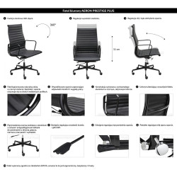 KH501100208 Fotel biurowy AERON PRESTIGE PLUS czarny - skóra naturalna, aluminium King Home