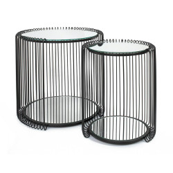 87441 KARE zestaw stolików WIRE DOUBLE II czarny King Home