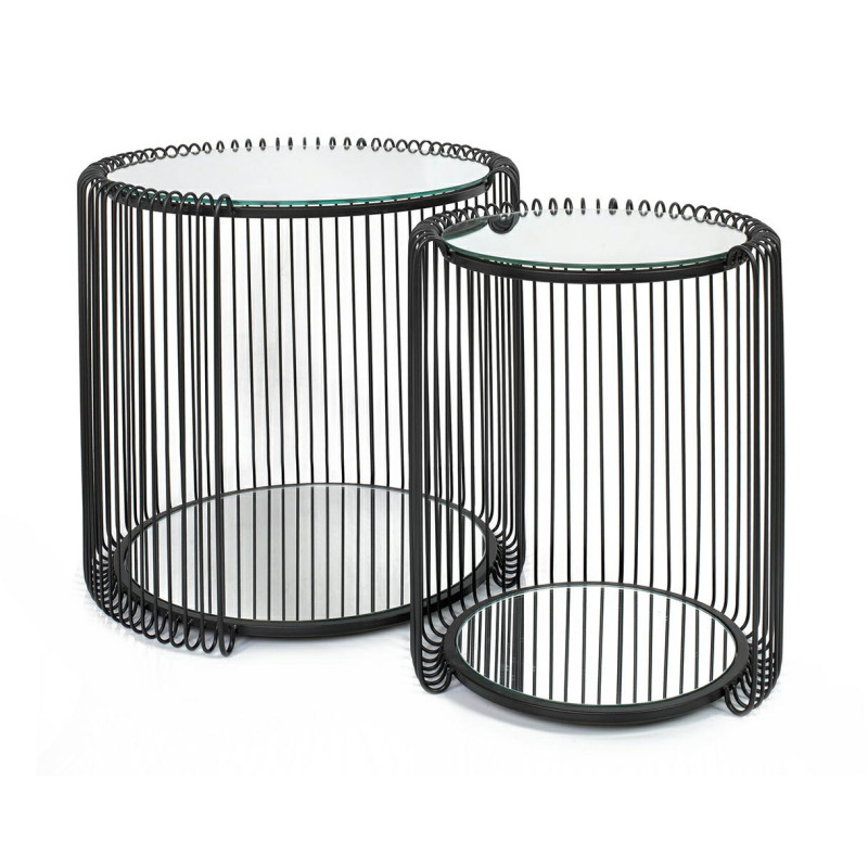 87441 KARE zestaw stolików WIRE DOUBLE II czarny King Home