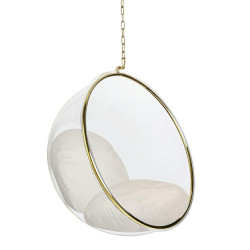 JH200.56 GOLD Fotel wiszący BUBBLE GOLD VELVET poduszka beżowa King Home