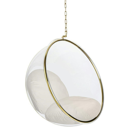 JH200.56 GOLD Fotel wiszący BUBBLE GOLD VELVET poduszka beżowa King Home