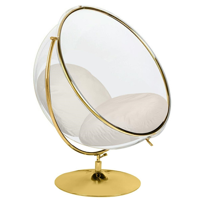 JH200-2.56 GOLD Fotel BUBBLE STAND 2 GOLD VELVET poduszka beżowa King Home