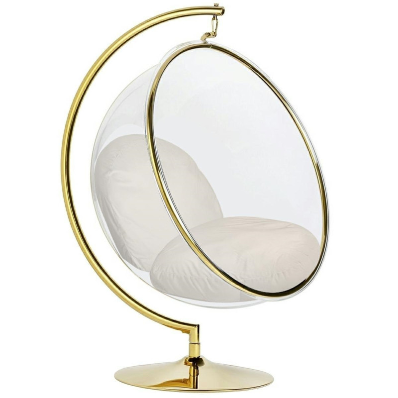 JH200-1.56 GOLD Fotel BUBBLE STAND GOLD VELVET poduszka beżowa King Home