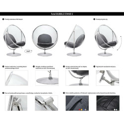 JH-200-2.36W Fotel BUBBLE STAND 2 poduszka żółta - akryl, chrom, wełna King Home