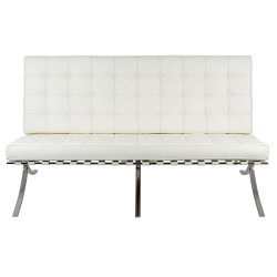 T03-2.WHITE.PP Sofa dwuosobowa BARCELON PRESTIGE PLUS  biała - włoska skóra naturalna, stal King Home