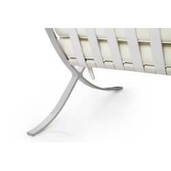 T03-2.WHITE.PP Sofa dwuosobowa BARCELON PRESTIGE PLUS  biała - włoska skóra naturalna, stal King Home