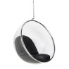JH-200.BLACKPU Fotel wiszący BUBBLE poduszka  czarna - korpus akryl, poduszka ekoskóra King Home
