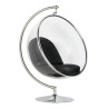 JH-200.BLACKPUW Fotel BUBBLE STAND poduszka czarna - podstawa chrom, korpus akryl, poduszka ekoskóra King Home