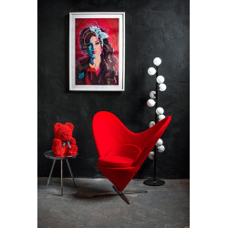 JH084.RED Fotel SERCE czerwony - włókno szklane, wełna, podstawa aluminiowa King Home