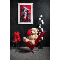 JH084.RED Fotel SERCE czerwony - włókno szklane, wełna, podstawa aluminiowa King Home