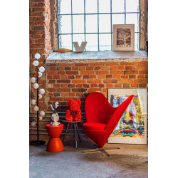 JH084.RED Fotel SERCE czerwony - włókno szklane, wełna, podstawa aluminiowa King Home