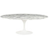RT-335V.ARABESCATO Stół TULIP ELLIPSE MARBLE ARABESCATO  - biały - blat owalny marmurowy, metal King Home