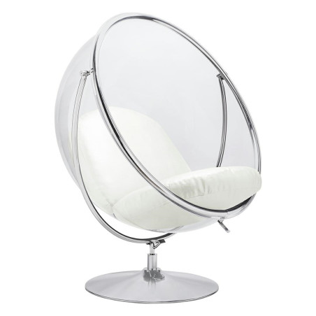 JH-200-2.WHITEPUW Fotel BUBBLE STAND 2 poduszka biała - akryl, chrom, ekoskóra King Home
