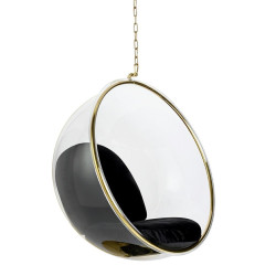 JH-200.GOLD Fotel wiszący BUBBLE GOLD VELVET poduszka czarna King Home