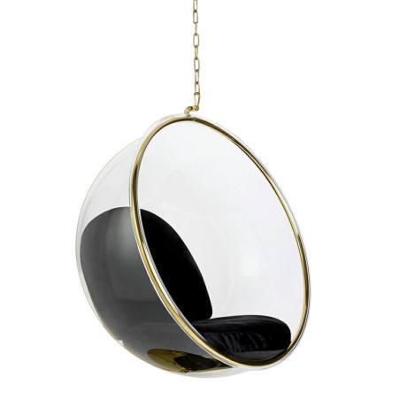 JH-200.GOLD Fotel wiszący BUBBLE GOLD VELVET poduszka czarna King Home
