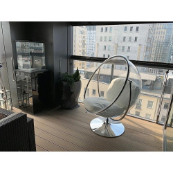 JH-200-2.WHITEPUW Fotel BUBBLE STAND 2 poduszka biała - akryl, chrom, ekoskóra King Home