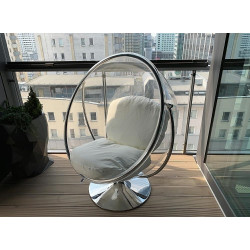 JH-200-2.WHITEPUW Fotel BUBBLE STAND 2 poduszka biała - akryl, chrom, ekoskóra King Home