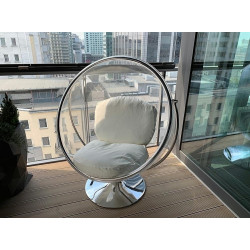 JH-200-2.WHITEPUW Fotel BUBBLE STAND 2 poduszka biała - akryl, chrom, ekoskóra King Home