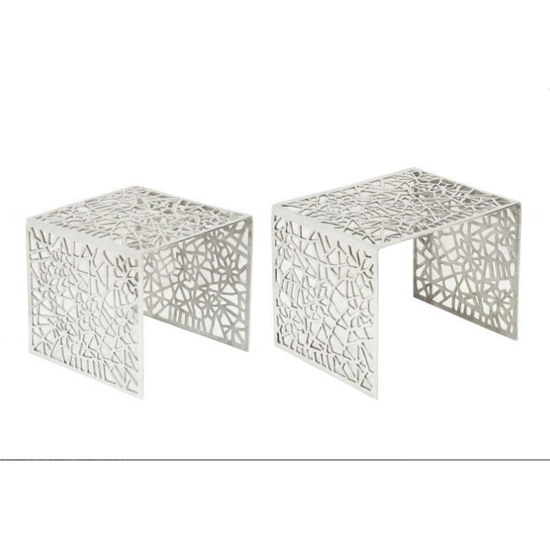 38965 INVICTA zestaw stolików ABSTRACT srebrny - aluminium King Home