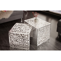 38965 INVICTA zestaw stolików ABSTRACT srebrny - aluminium King Home