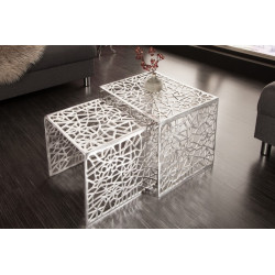 38965 INVICTA zestaw stolików ABSTRACT srebrny - aluminium King Home