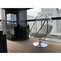 JH-200-2.WHITEPUW Fotel BUBBLE STAND 2 poduszka biała - akryl, chrom, ekoskóra King Home