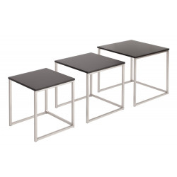 37116 INVICTA zestaw stolików NEW ELEMENTS czarny - MDF, podstawa chromowana King Home