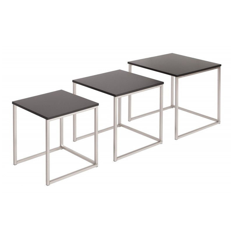 37116 INVICTA zestaw stolików NEW ELEMENTS czarny - MDF, podstawa chromowana King Home