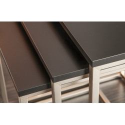 37116 INVICTA zestaw stolików NEW ELEMENTS czarny - MDF, podstawa chromowana King Home